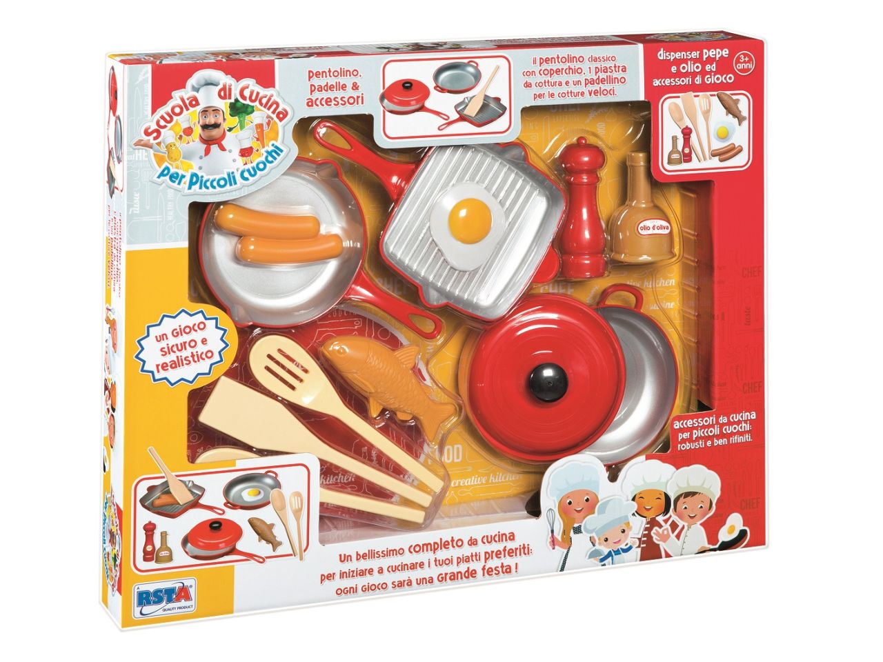 Scuola di cucina piccoli per cuochi set padella e accessori