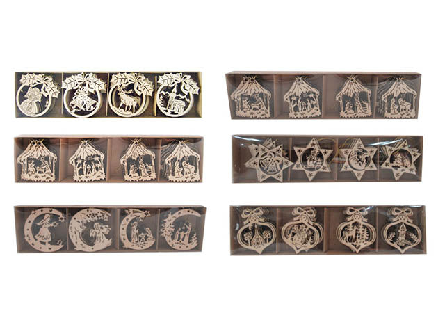 pendente natalizio addobbi linea wood - 24 pezzi