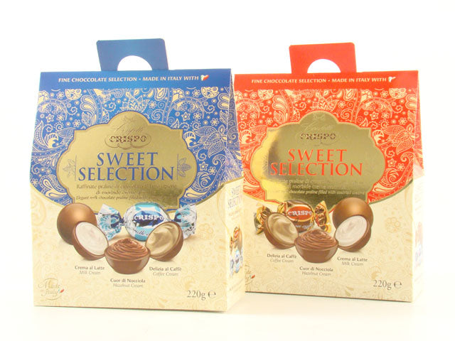 Sweet selection 220gr praline di cioccolato al latte ripiene con crema caffè, nocciola e latte