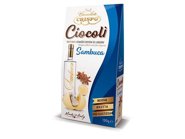 Ciocolì al sambuca 100gr dragées al gusto di sambuca ricoperti di cioccolato bianco