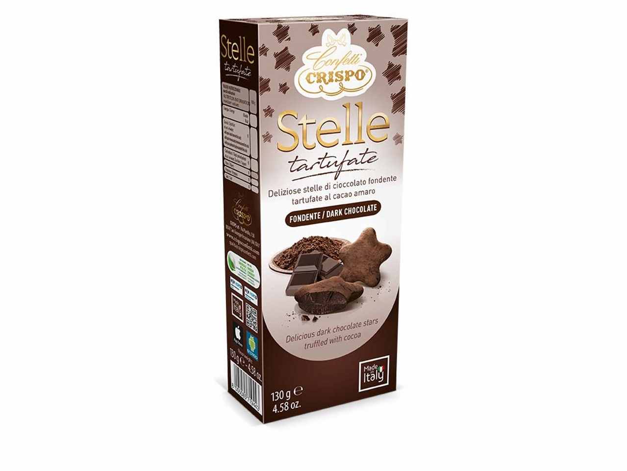 stelle tartufate 130gr cioccolatini a forma di stella di cioccolato extra fondente tartufate al cacao olandese