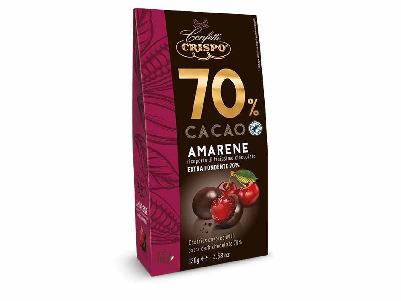 Amarene ricoperte di cioccolato fondente cacao 70% 130gr