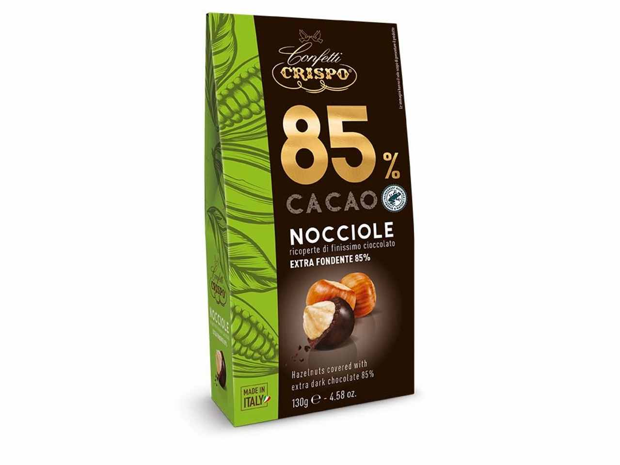 Nocciole ricoperte di cioccolato fondente cacao 85% 130gr