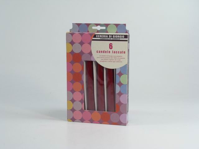 Candela conica 21cm 6pz bordeaux 1310 28