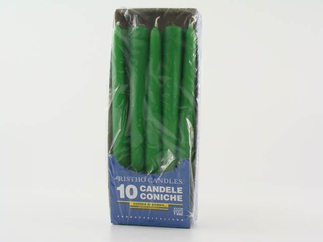 Candela conica 25 10pz verde 56213.11