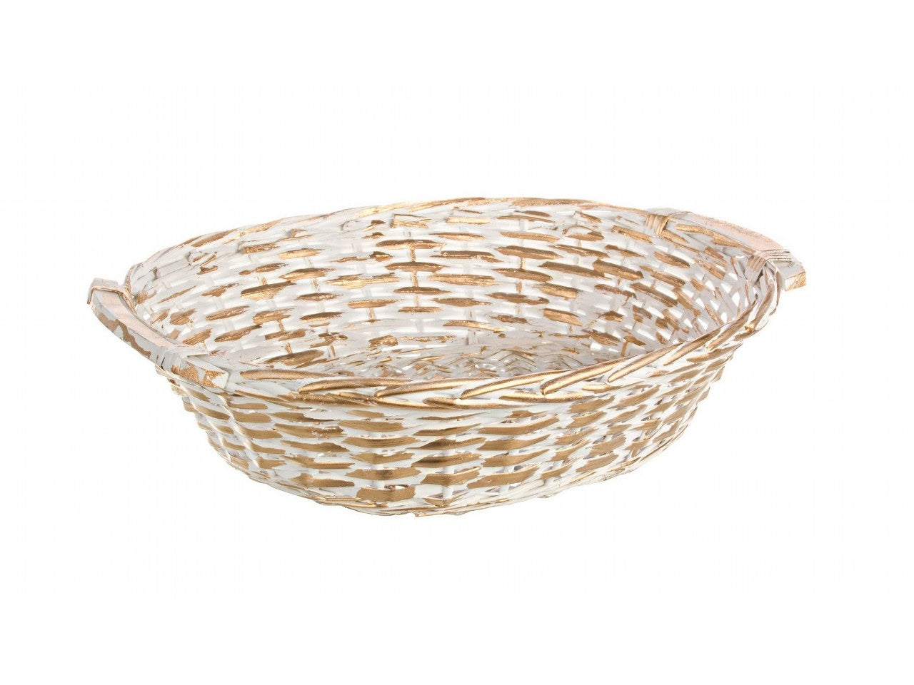 Cesta lux bianca oro ovale