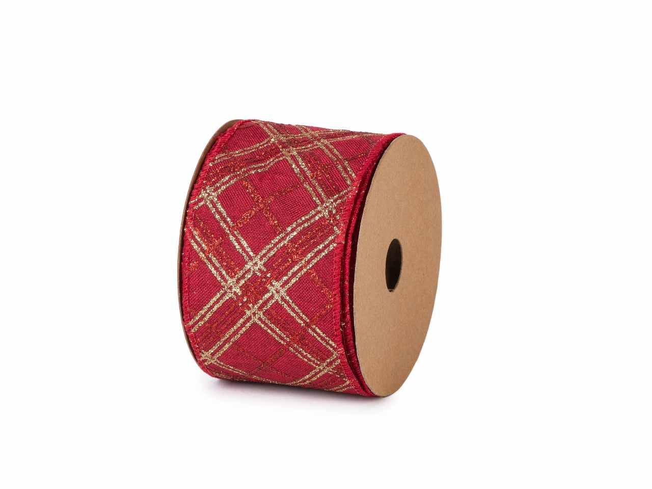 Nastro archie 63mmx10mt rosso con glitter rossi e oro