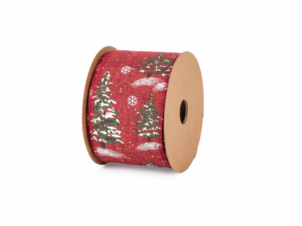 Nastro sherwood 63mmx10mt rosso con alberi di natale