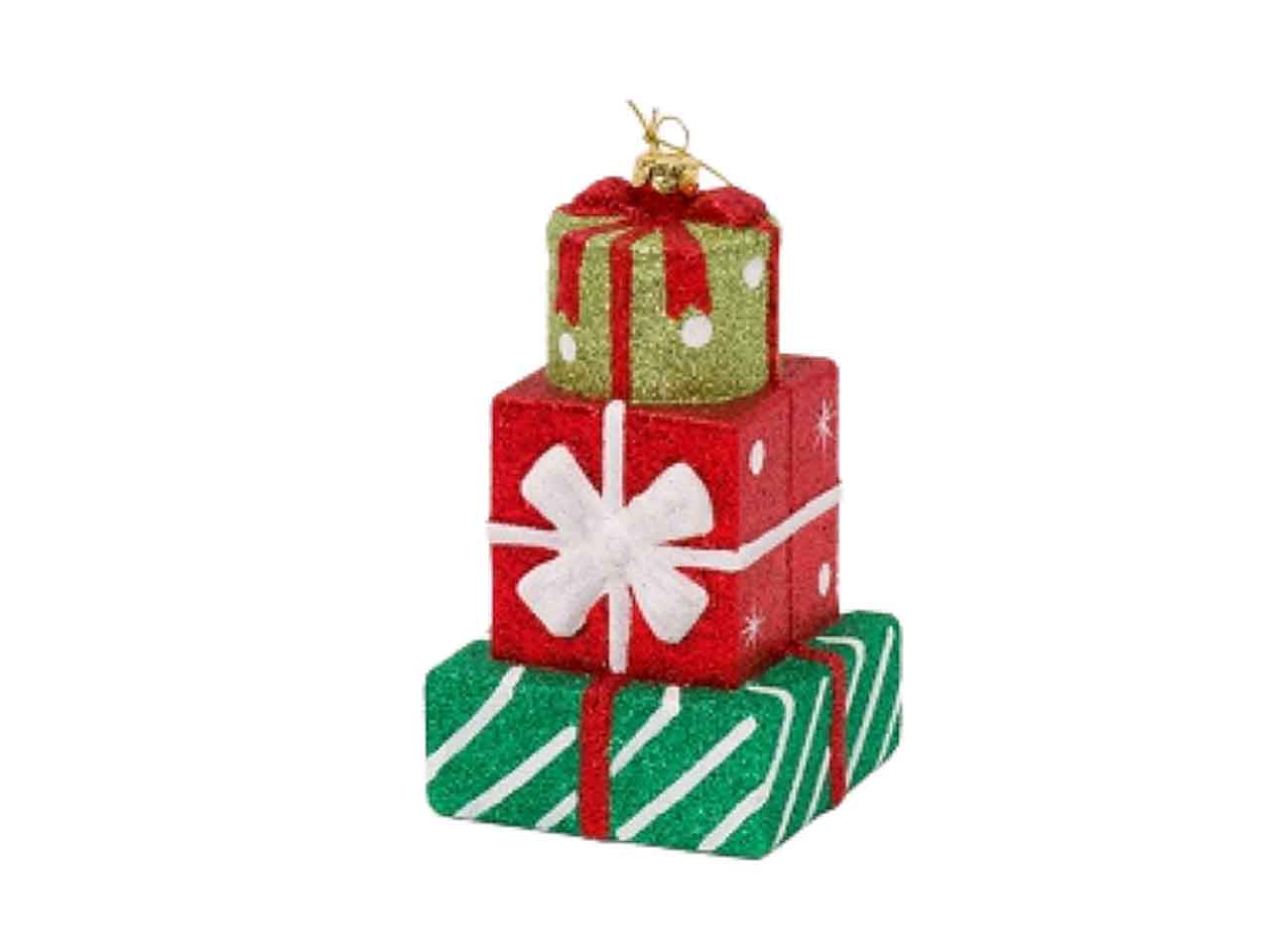 pendente natalizio pacco regalo 7,6x12,6cm