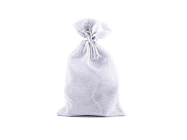 Sacchetto glitter 15x25cm argento  18563