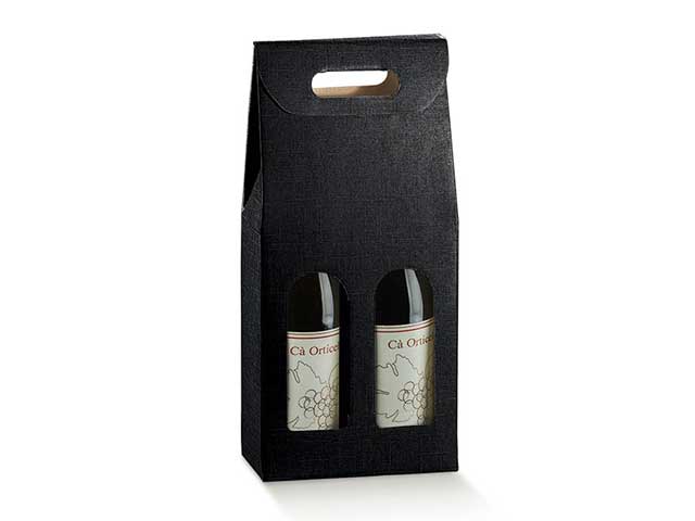 Porta bottiglia 2 posti con maniglia e finestra 180x90x385 linea seta nero