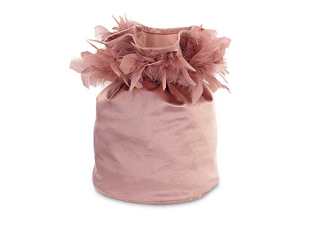 sacco velluto rosa c/piume 26843