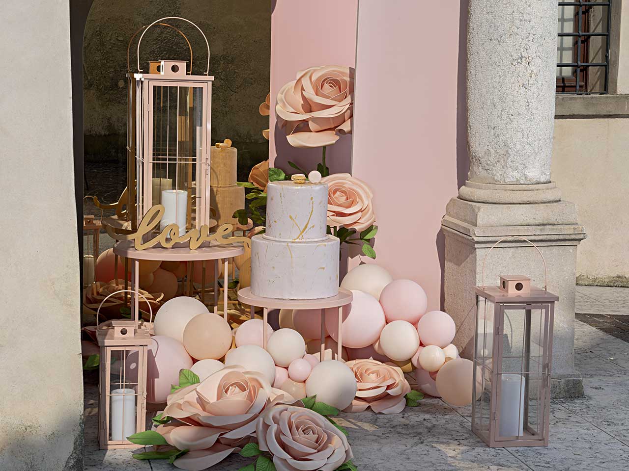 Lanterna 3 pezzi rosa 29126