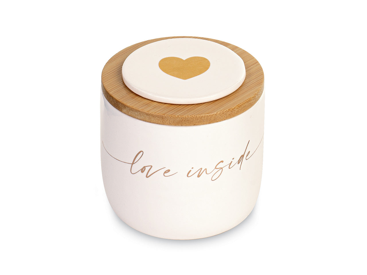 Candela in barattolo bianco 8x8cm con cuore