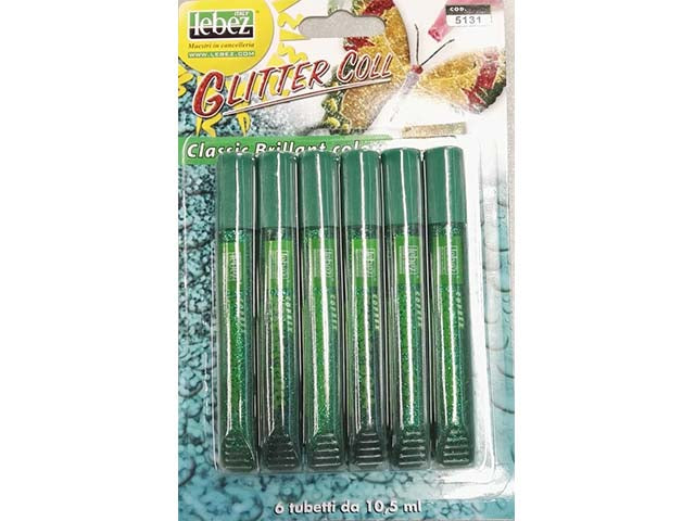 colla glitter 6 tubi verde 10,5ml