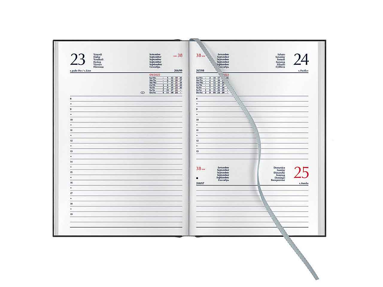 Agenda giornaliera 2022 11,5x16,5 nera
