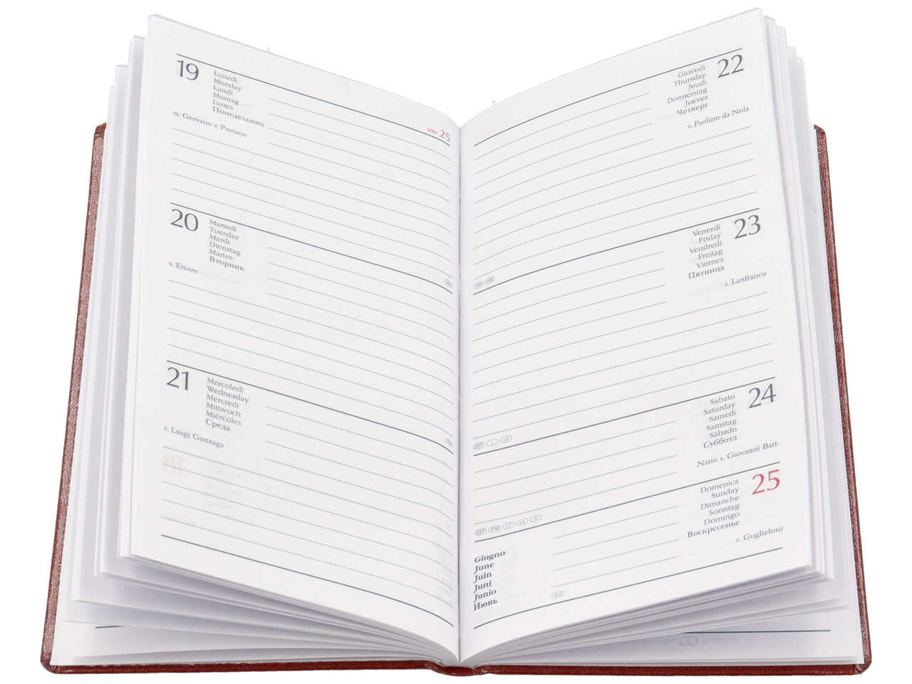 Agenda settimanale madrid 8x14cm rosso inglese