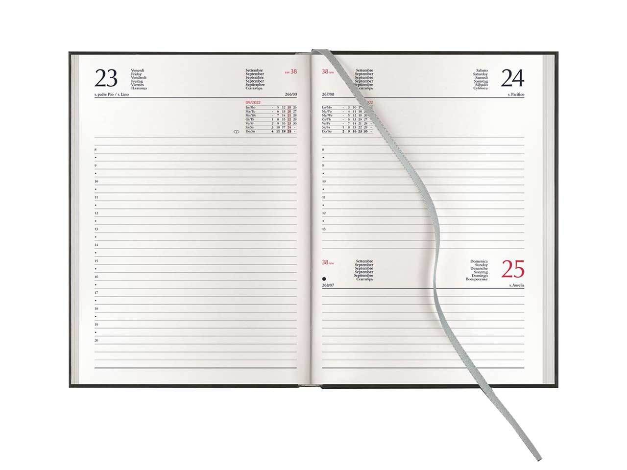agenda giornaliera copertina gommata colore rosso 11x16,5cm