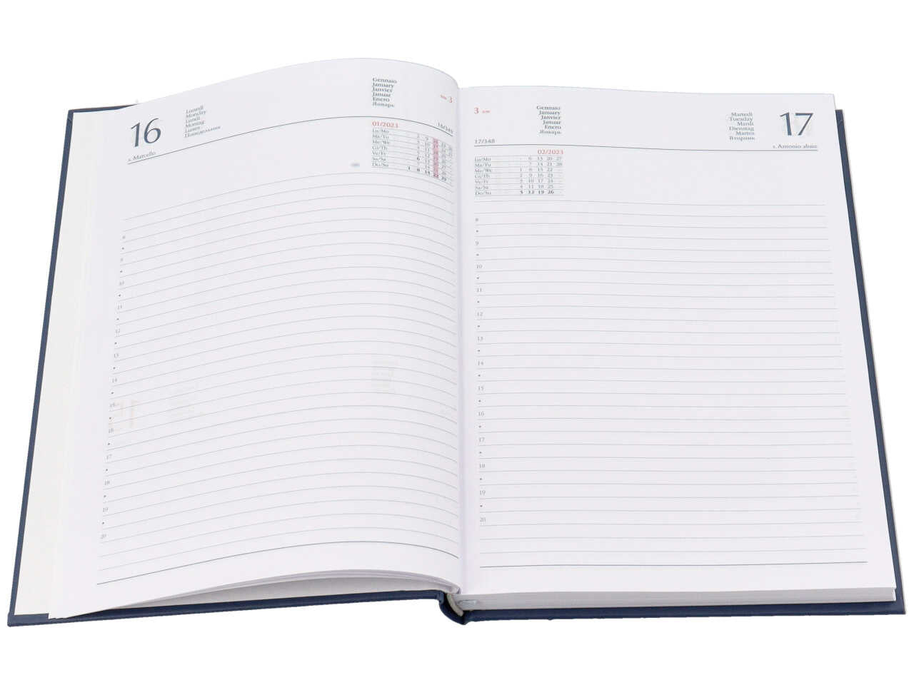 Agenda giornaliera 14,5x20,5 gommata blu