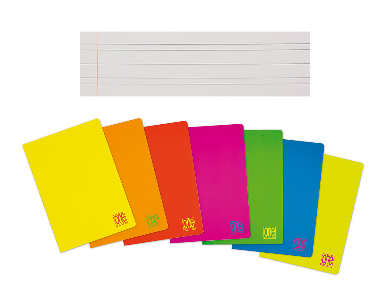 One color quaderno maxi fluo rigatura B 80gr - la confezione comprende 10 quaderni - assortiti