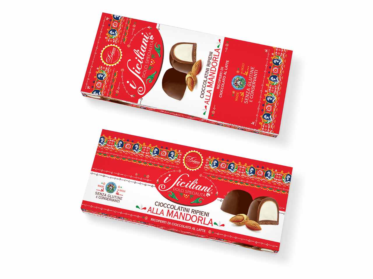 Scatola cioccolatini in purissimo cioccolato al latte con ripieno alla mandorla 130gr