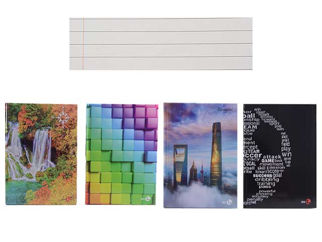 Quaderno a righe maxi cartonato 70gr rigatura C misura 210x297mm - la confezione comprende 4 quaderni - colori assortiti