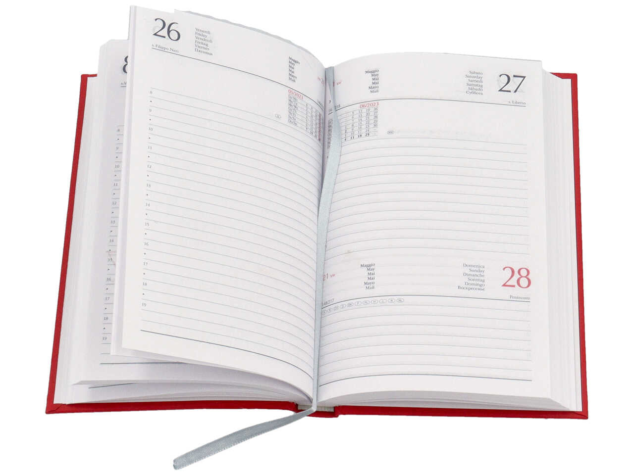 Agenda giornaliera 11x16,5 rossa