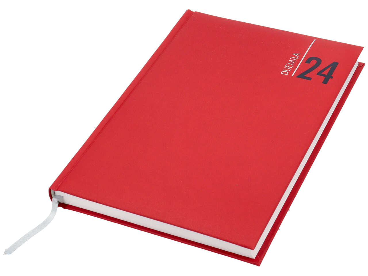 Agenda giornaliera 2024 formato 14,5x20,5cm rossa con blocco fisso e sabato e domenica abbinati