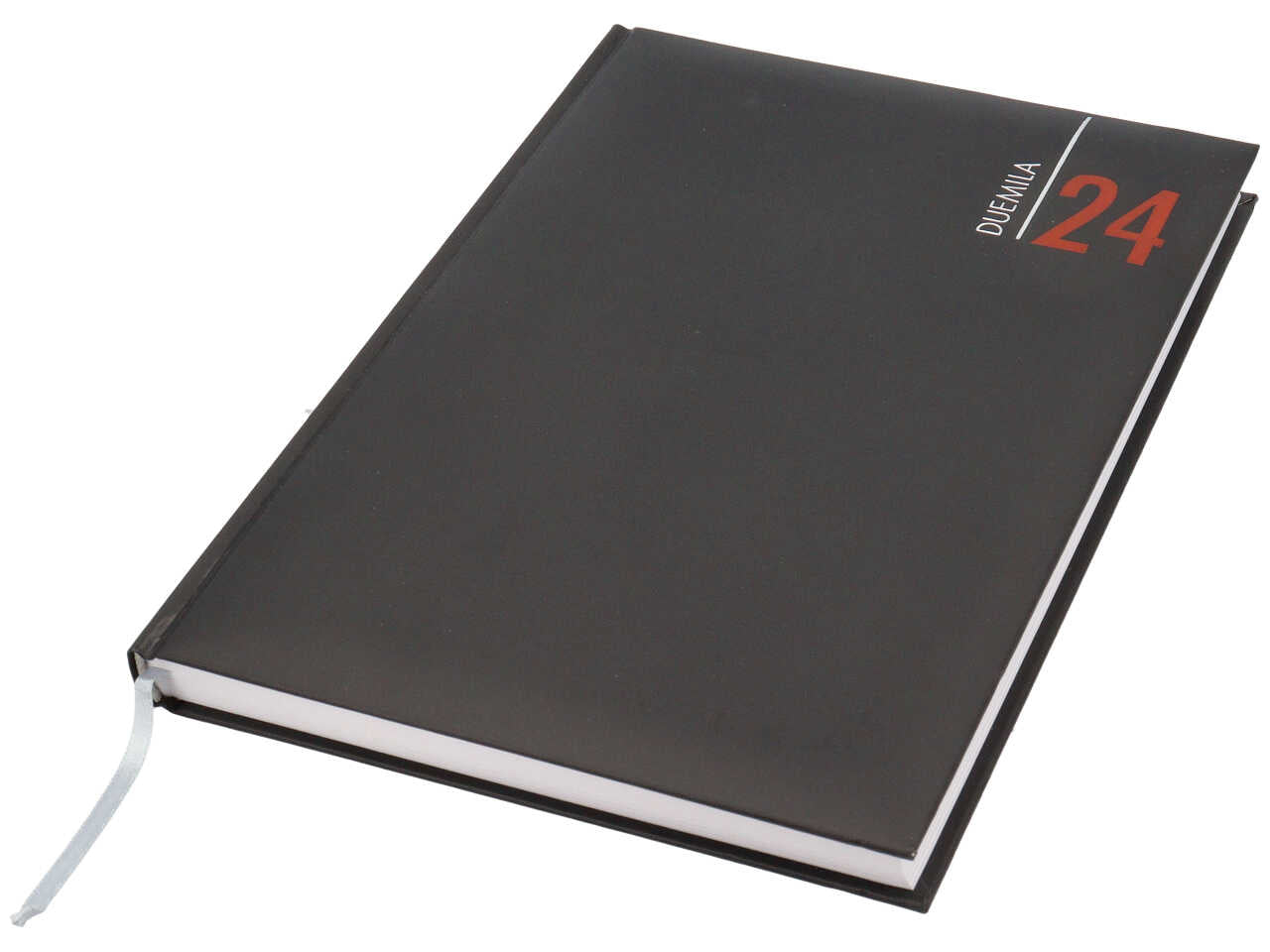 Agenda giornaliera 2024 formato 17x24cm nera con blocco fisso e sabato e domenica abbinati