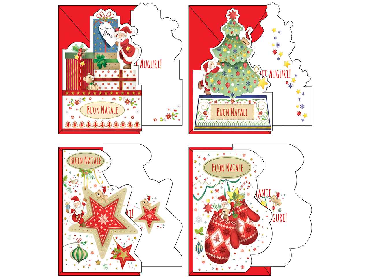 Biglietto mini babbo natale con glitter