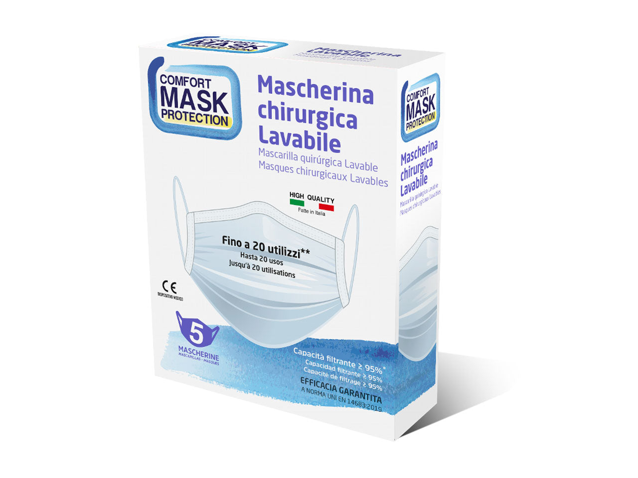mascherine lavabili fino a 20 utilizzi 5 pezzi