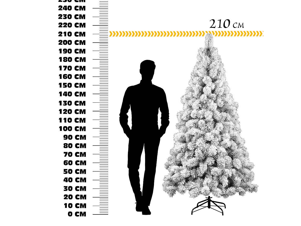 Albero di natale des alpes 210cm floccato d.109cm 468 rami montaggio ad ombrello pp $