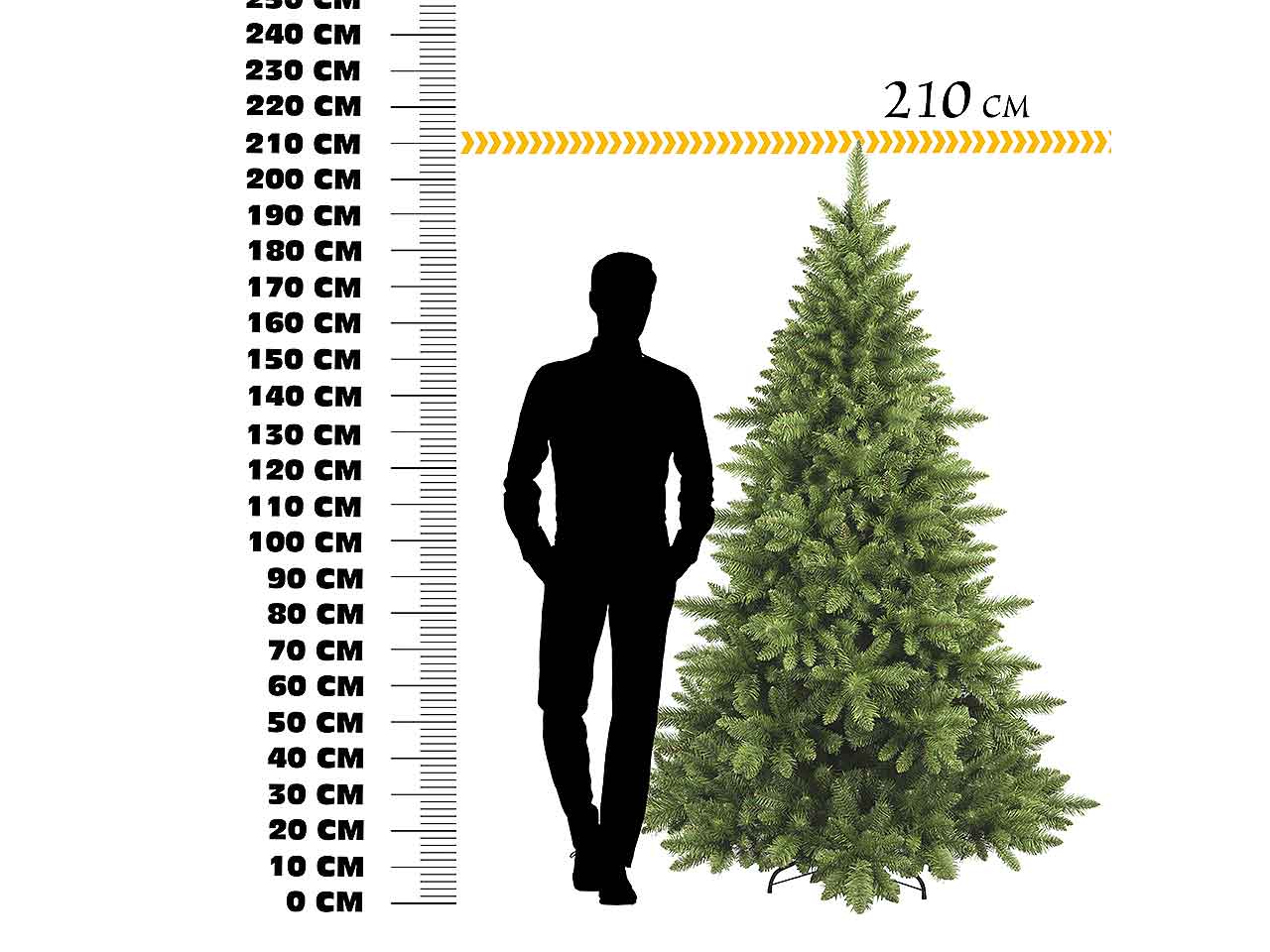 Albero di natale perseo 210cm 1254 rami diametro 139cm