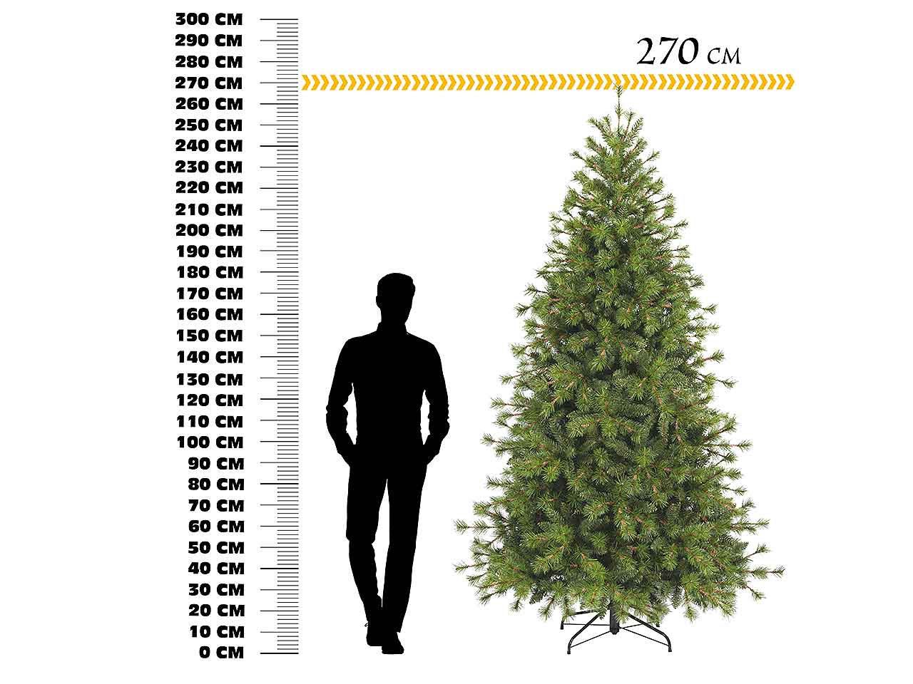 Albero di natale timmy 270cm 2630 rami diametro 165cm $