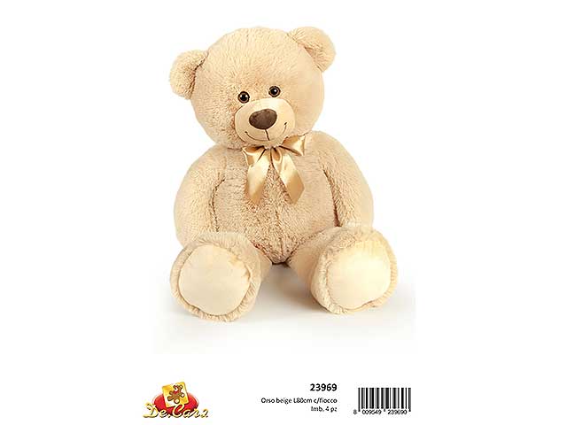 peluche orso beige 80cm c/fiocco 23969