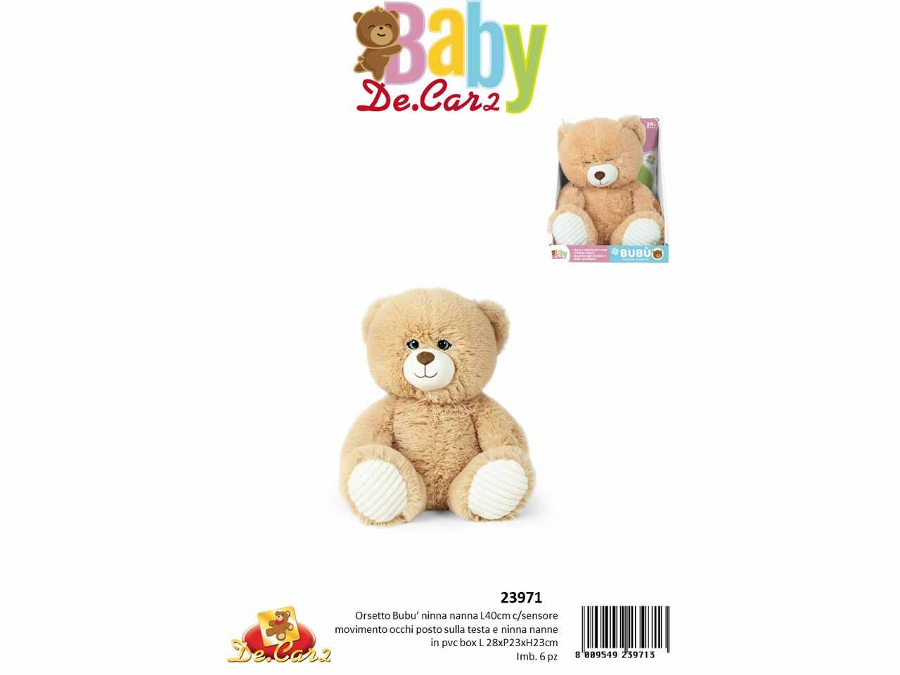 peluche orsetto ninna nanna h40cm 23971