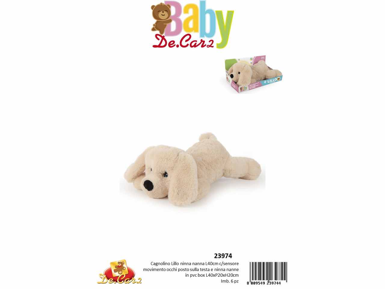 Peluche cane ninna nanna l40cm 23974