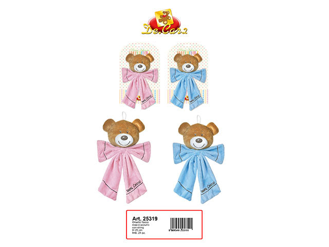 Fiocco nascita orso 25cm ros/azz. 25319