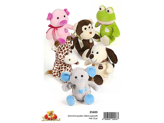peluche animali 6 assortiti l30cm25403