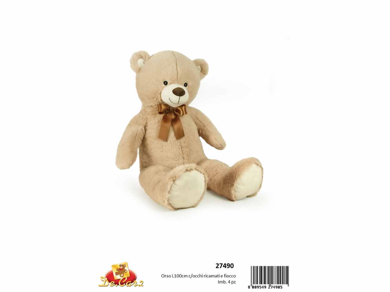 Orso beige 100cm c/occhi ricam. 27490