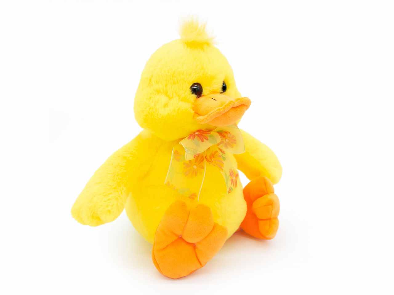 peluche papero con fiocco l.30cm 2 colori assortiti
