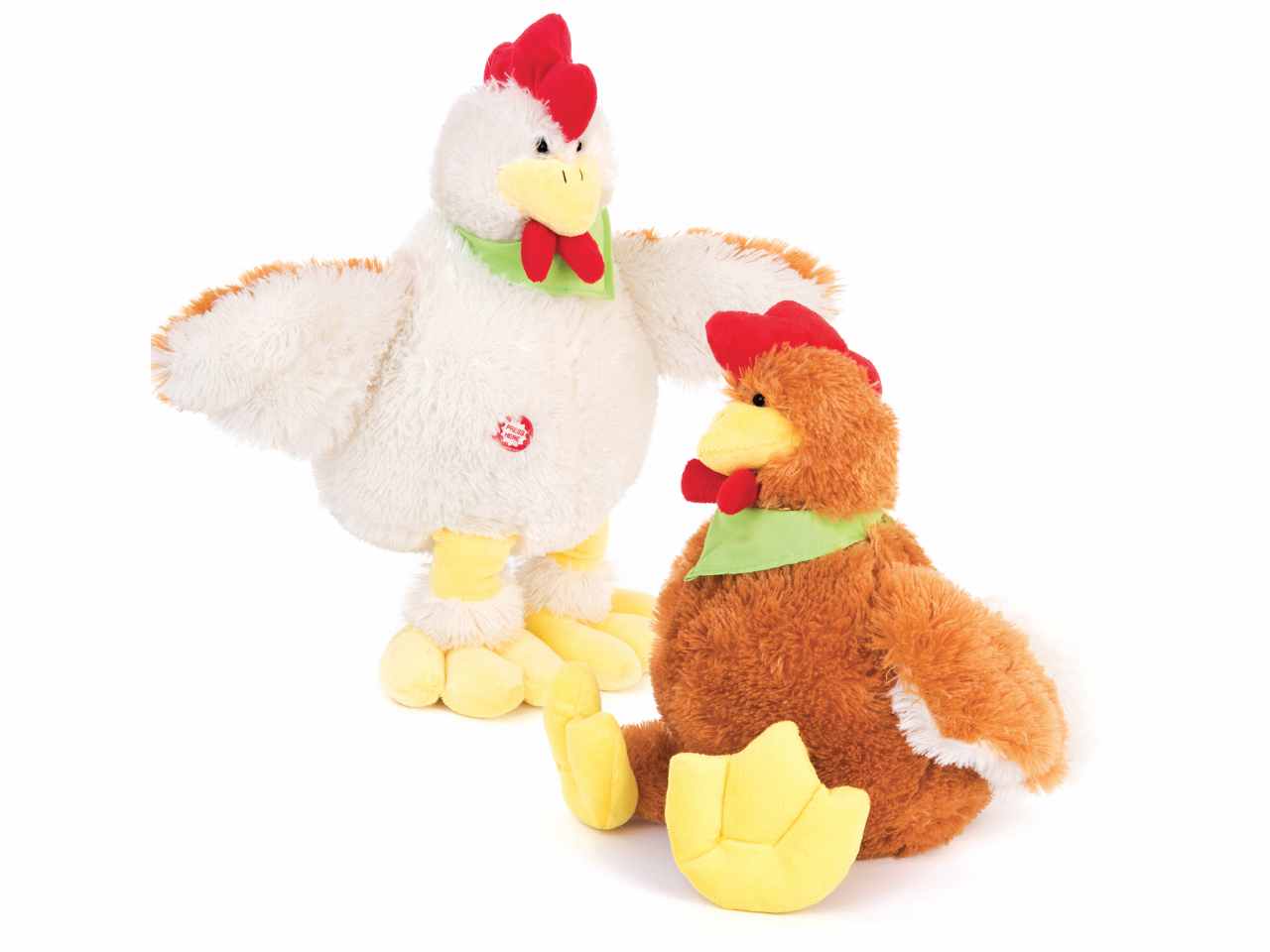 peluche gallina con verso 2 colori assortiti l.40cm