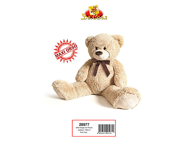 peluche orso beige c/fiocco 100cm 28977