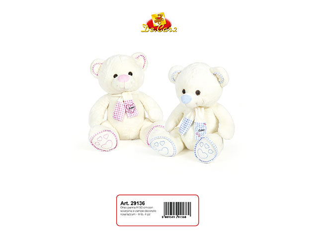 Orso 50cm c/sciarpa panna 29136
