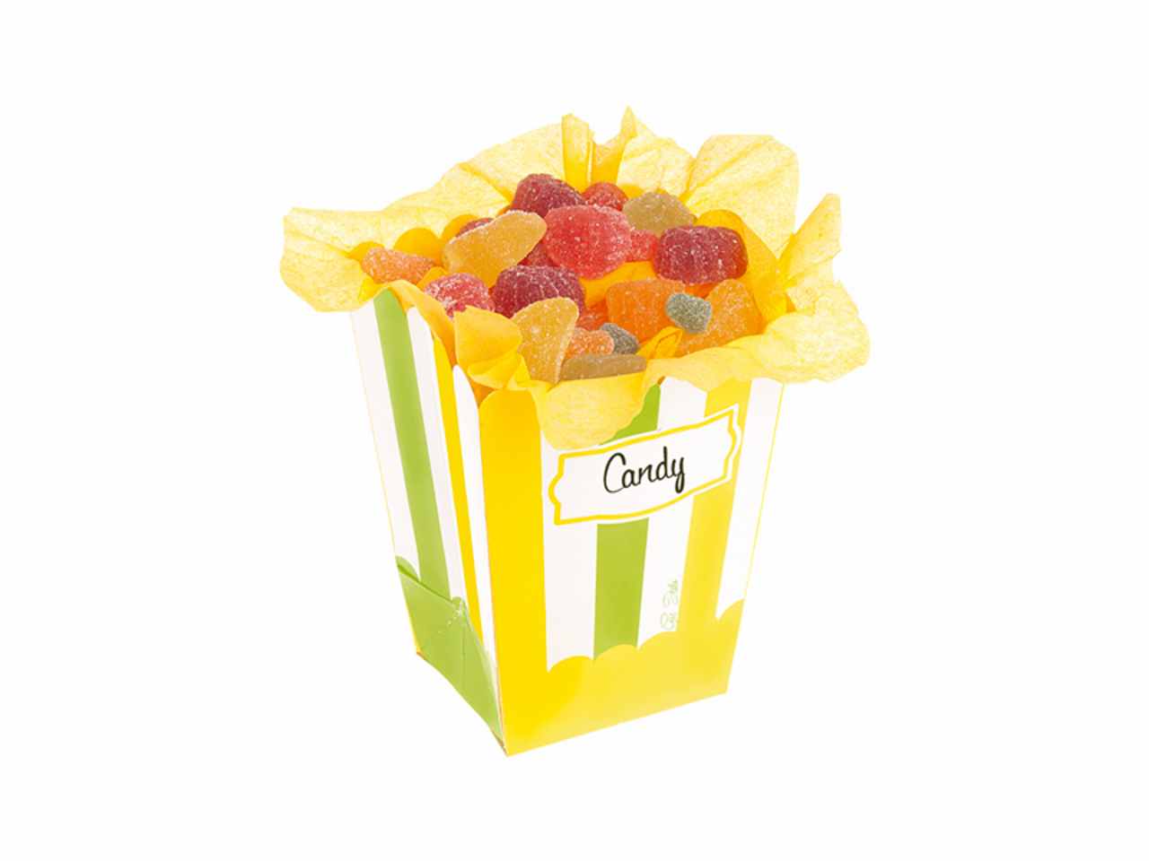 Party box verde e giallo 6.5x8x14cm 4pz