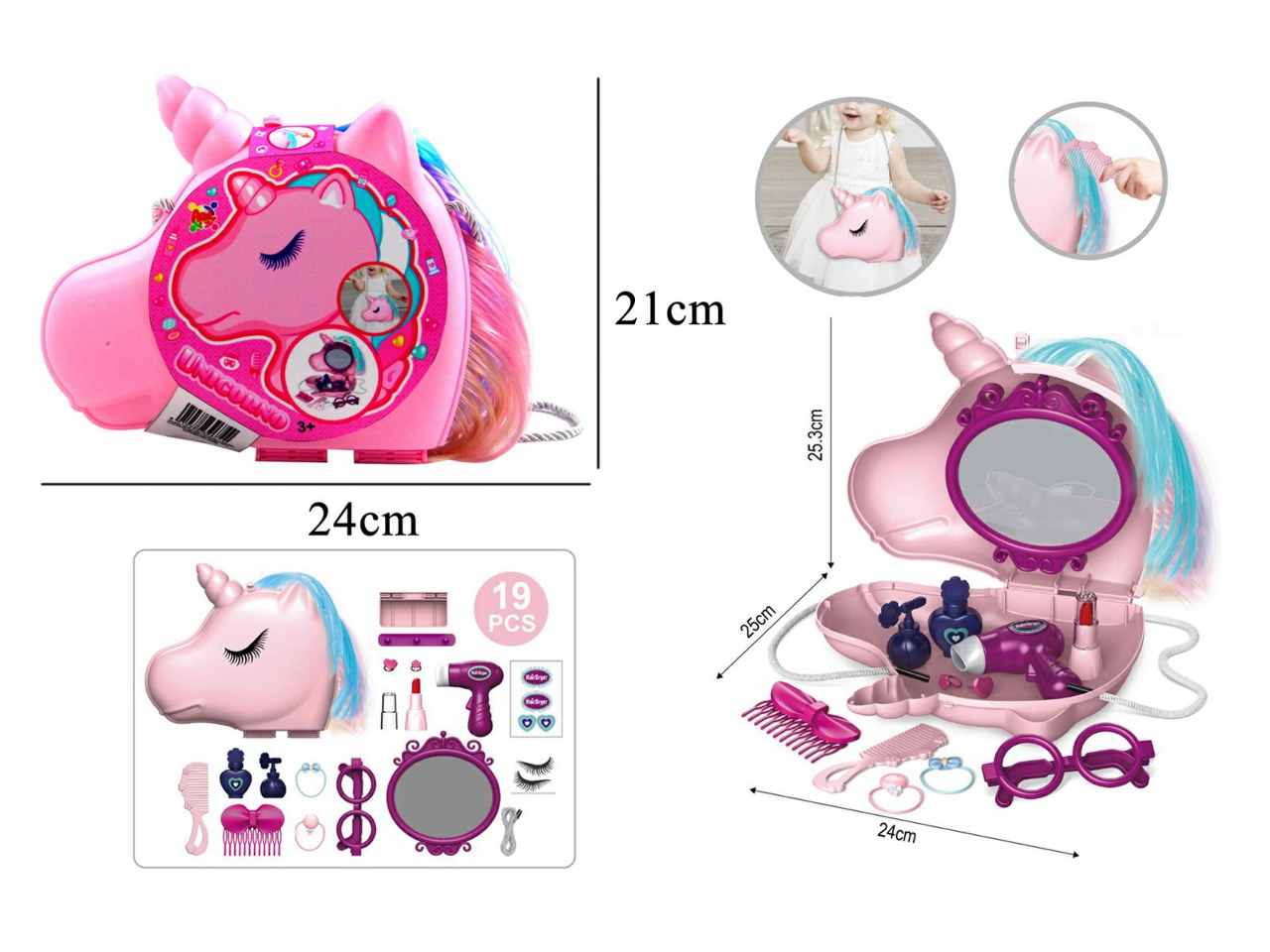 Borsa beauty unicorno 21x24cm