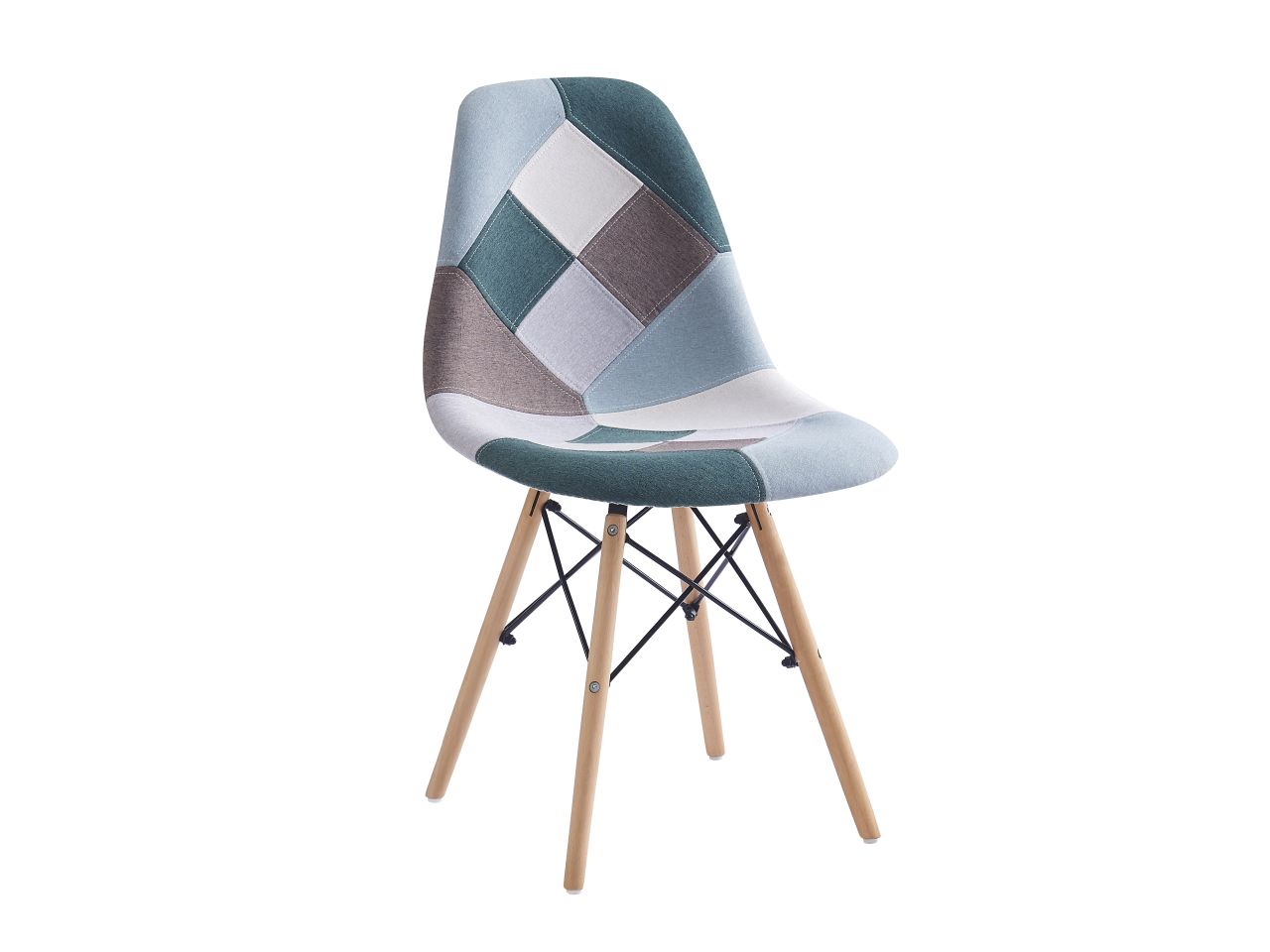 Sedia medea in tessuto verde e grigio 48x51x81cm