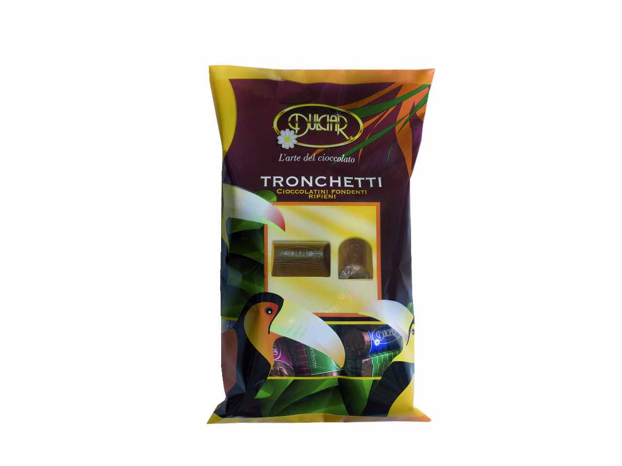 tronchetti di cioccolato fondente ripieni in busta da 120 grammi