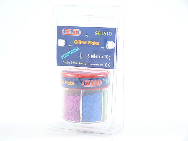 Glitter polvere barattolo 6 colori