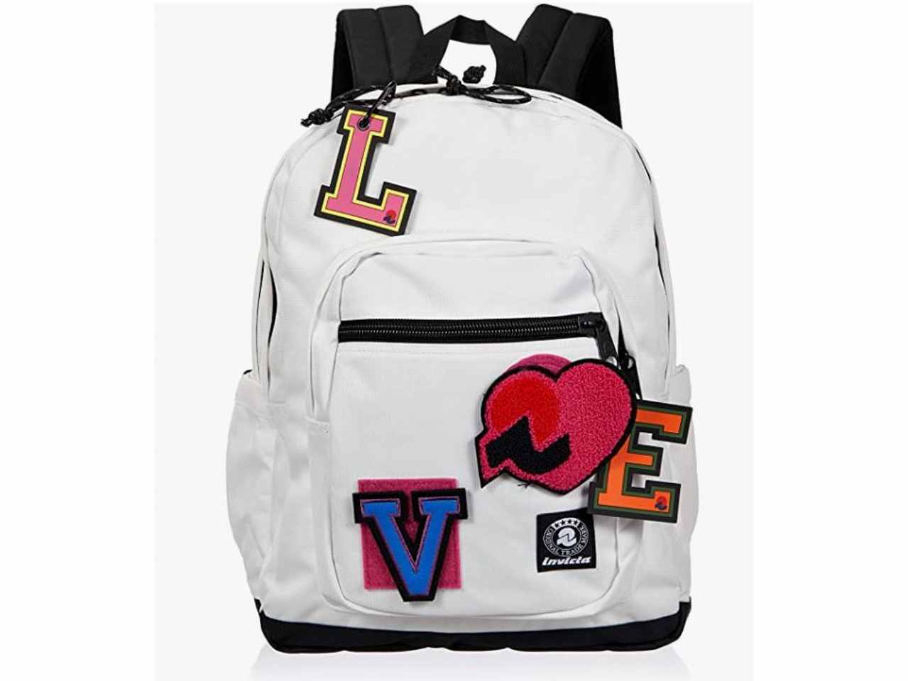 zaino scuola bianco con patch invicta